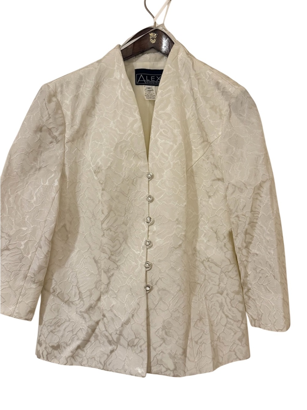 Alex Evenings Ivory Floral Jacquard Evening Jacket